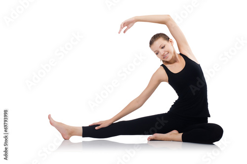 Young woman in sports concept isolated on white