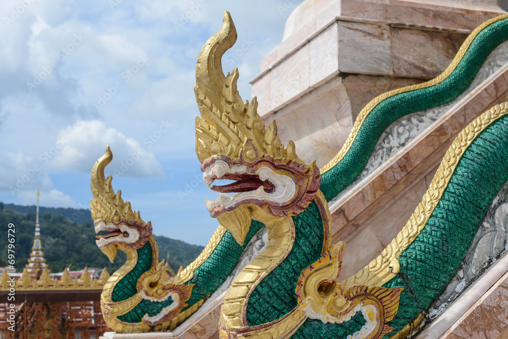 Fototapeta premium Dragons at Chalong Temple in Phuket Thailand