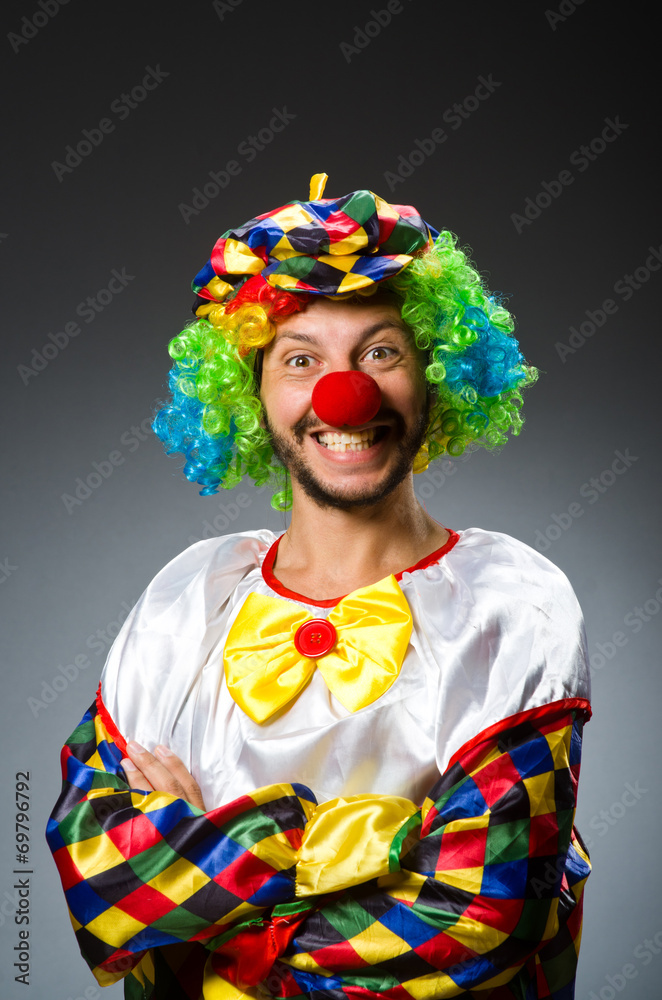 Funny clown in colourful costume Funny clown in colourful costume