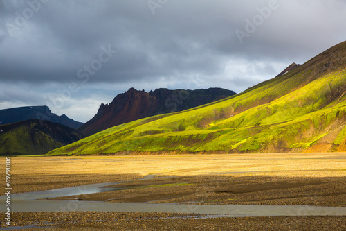 Panorama of Icelandic mountains photo