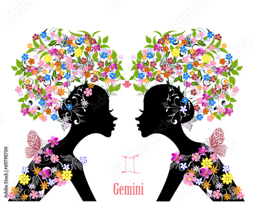 Zodiac sign gemini. fashion girl