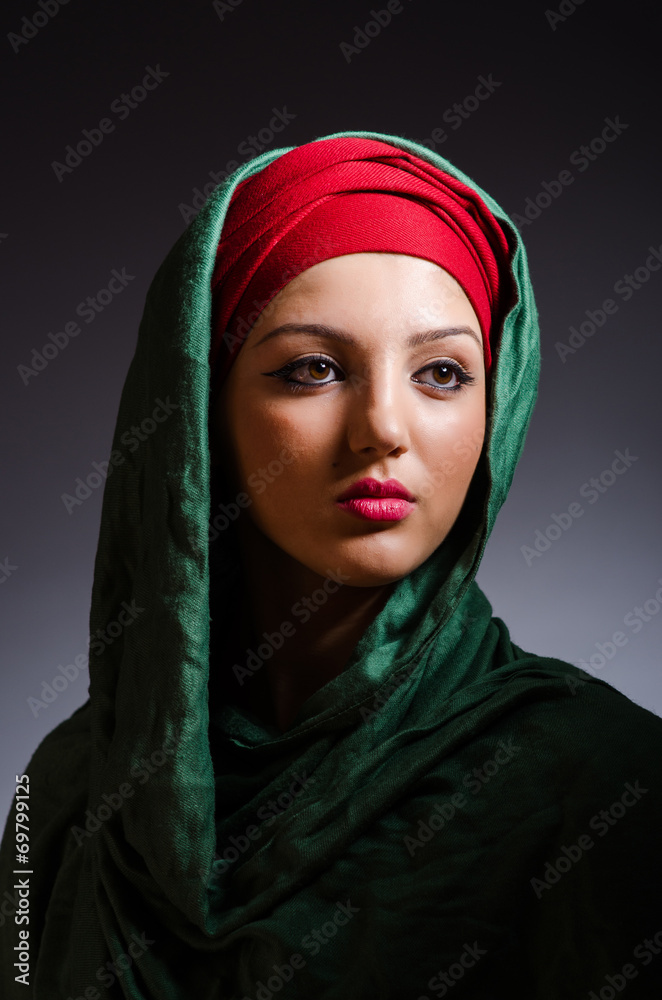Portrait of the young woman with headscarf Portrait of the young woman with headscarf