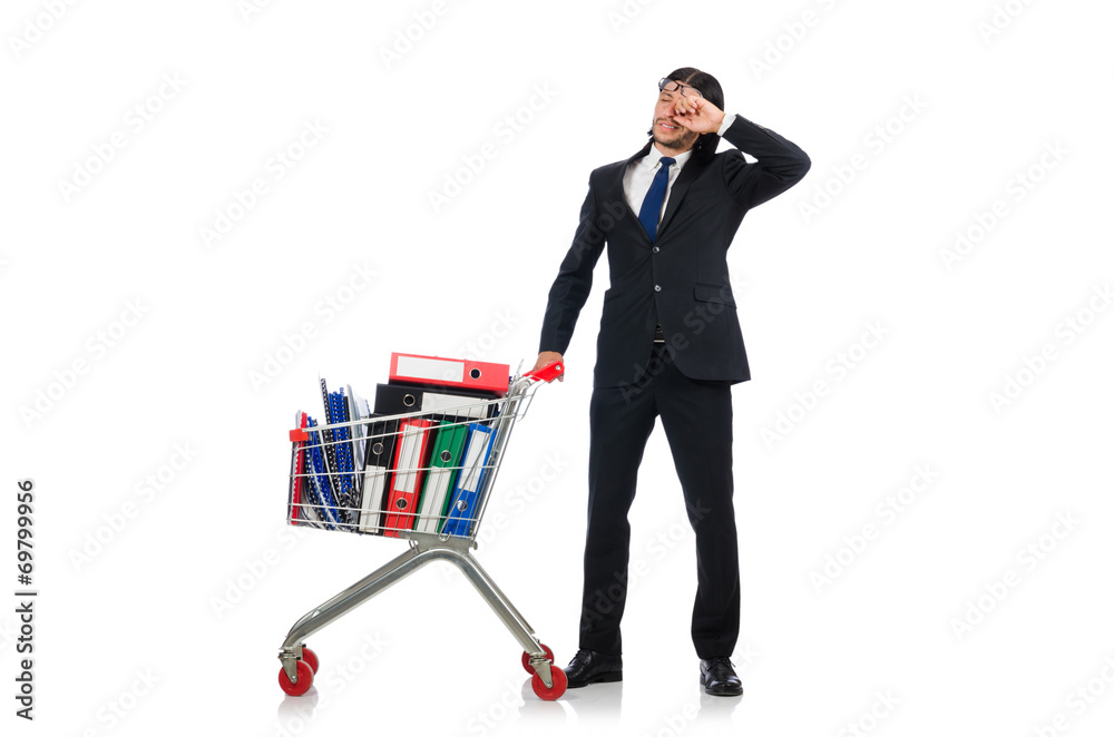 Man with business folders isolated on white Man with business folders isolated on white