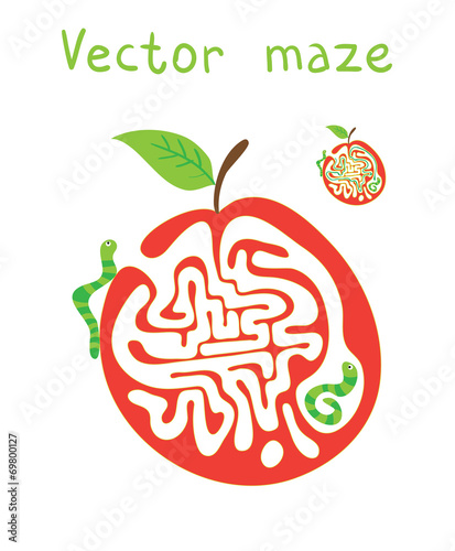 Vector Maze, Labyrinth with Monkey and Banana.
