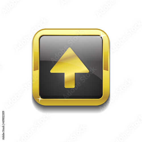 Up Key Square Vector Golden Black Web Icon Button photo