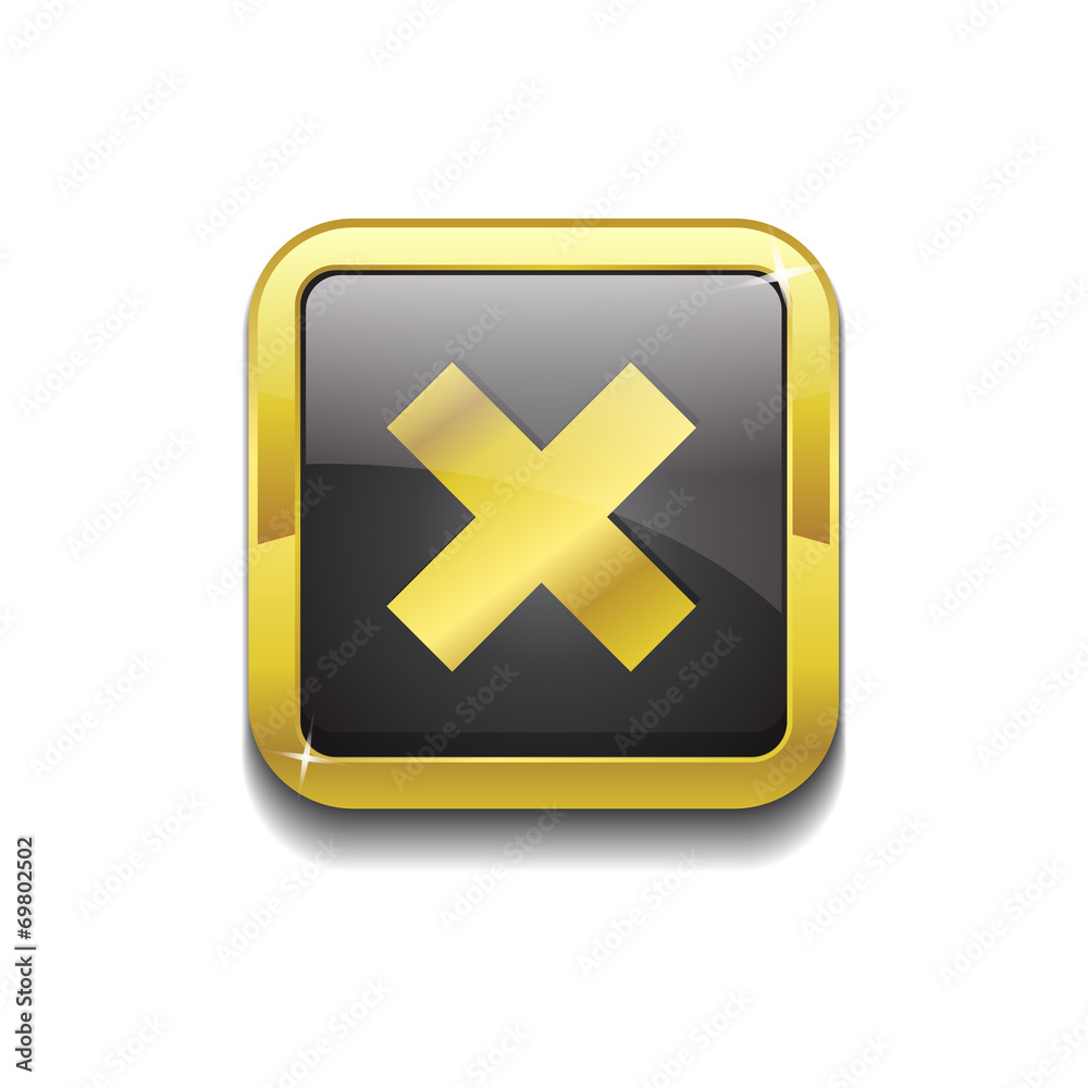 Obraz premium Cross Square Golden Black Vector Web Button Icon