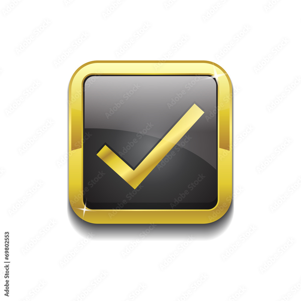 Tick Mark Square Vector Golden Black Web Icon Button Tick Mark Square Vector Golden Black Web Icon Button