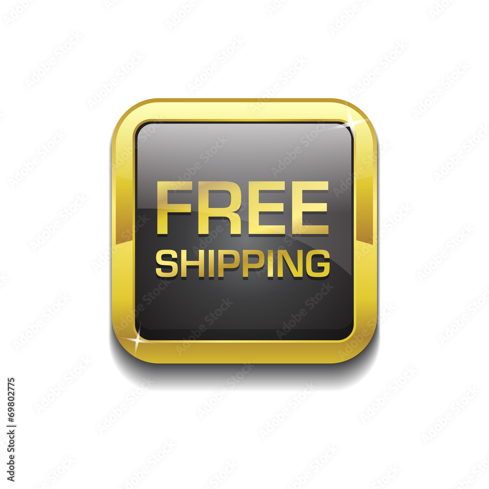 Free Shipping Glossy Shiny Square Vector Button