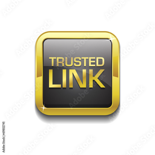 Trusted Link Glossy Shiny Square Vector Button photo