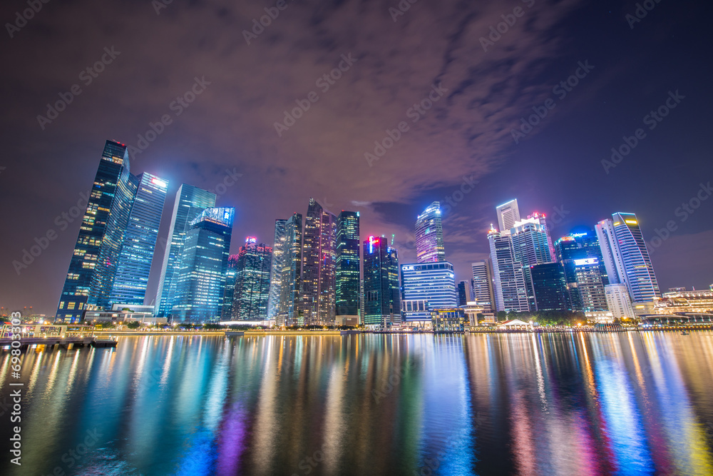 Panorama of Singapore skyline downtown