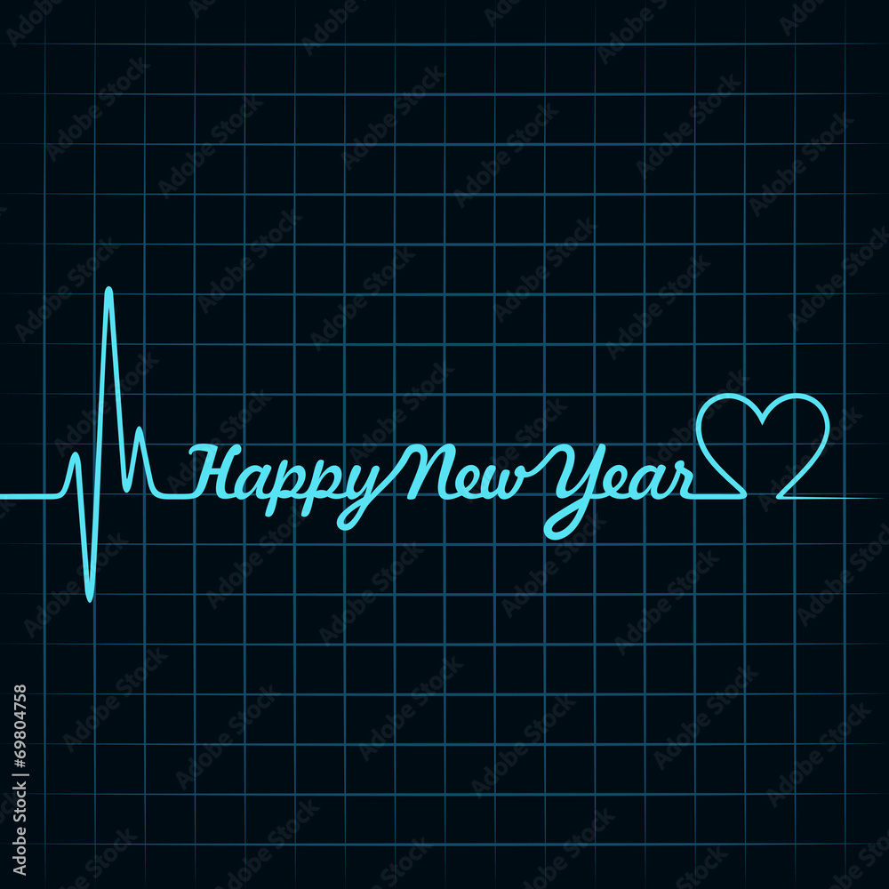 Heartbeat make happy new year text and heart symbol Heartbeat make happy new year text and heart symbol