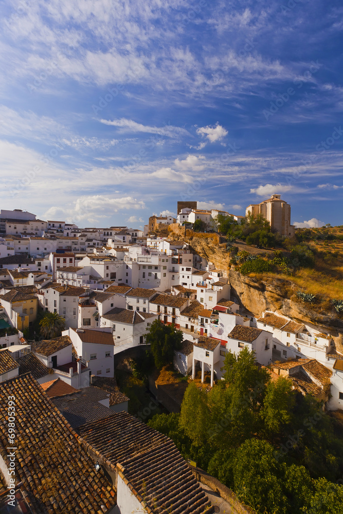 White houses in Setenil de las Bodegas small town, Spain