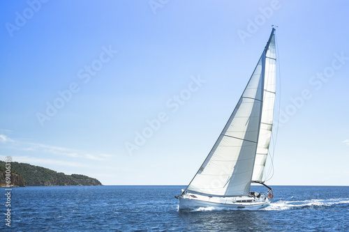 Sailing, racing yachts on the high seas. Luxury yachts. © De Visu