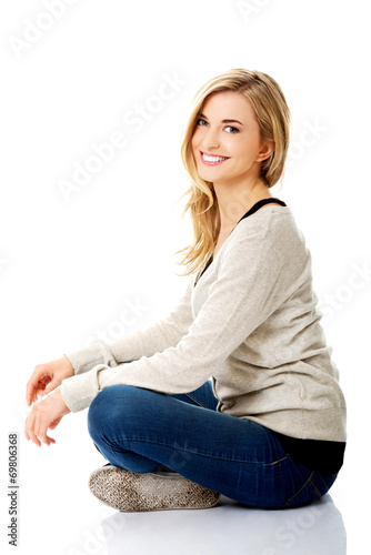 Young casual woman. Studio portrait