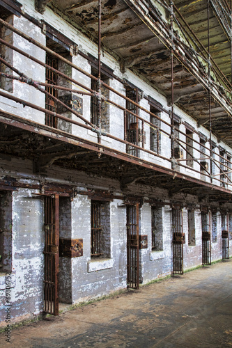 Cell block of the inside of an old prison