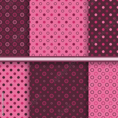 Seamless Polka dot pattern set - vector red love textures