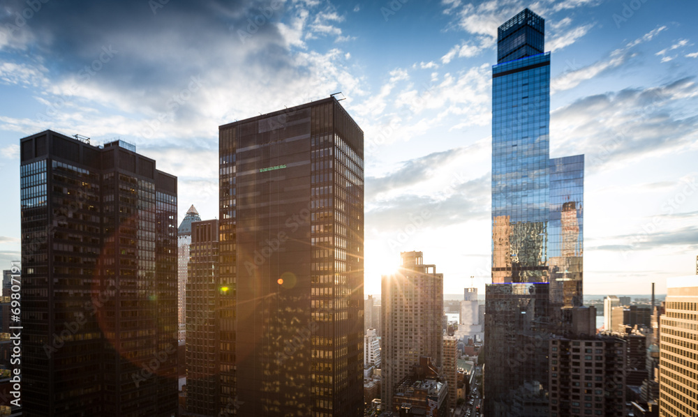 Obraz premium New York City und Sonnenuntergang