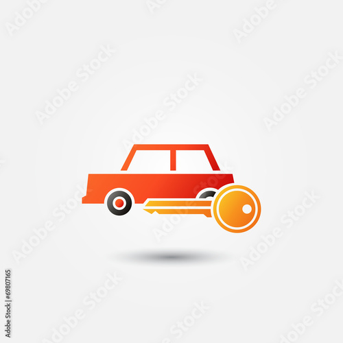 Bright red car rental icon - vector symbol