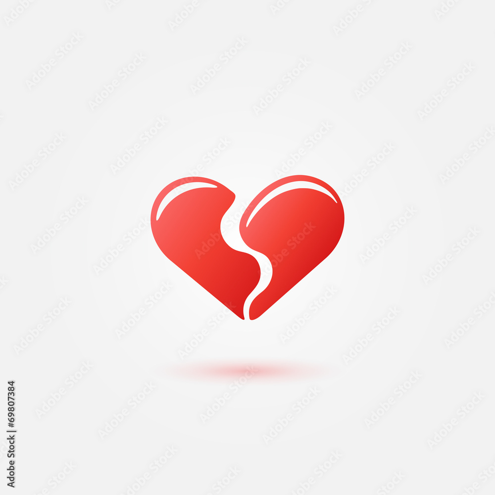 Red broken heart icon - vector love simple symbol Red broken heart icon - vector love simple symbol