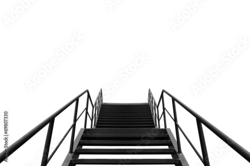 Metal fire escape or emergency exit on Orange Wall of Buliding