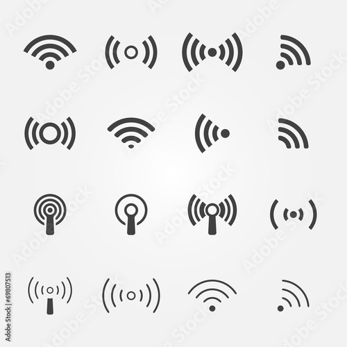 Wireless icons set - vector WiFi symbols