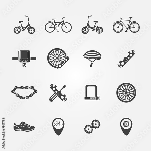 Bicycle icon vector set - bicycle symbols