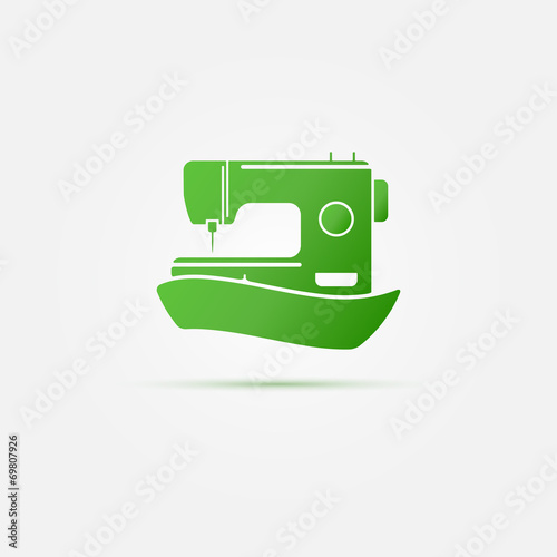 Sewing machine green symbol - vector sewing icon