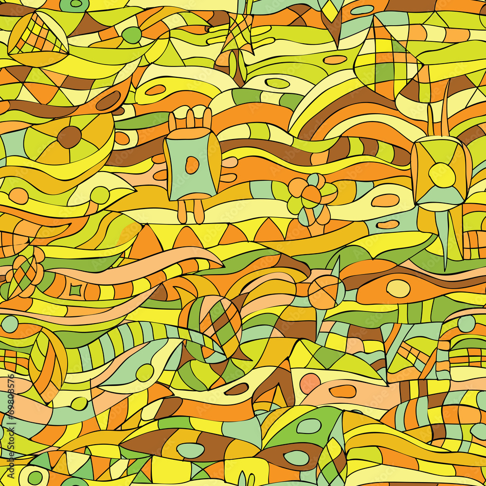 Hand-Drawn Abstract Seamless Pattern