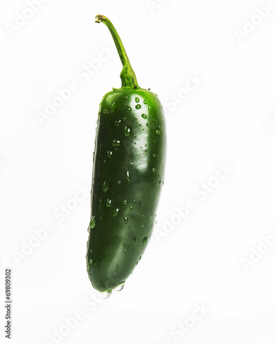 wet green jalapeno hot pepper