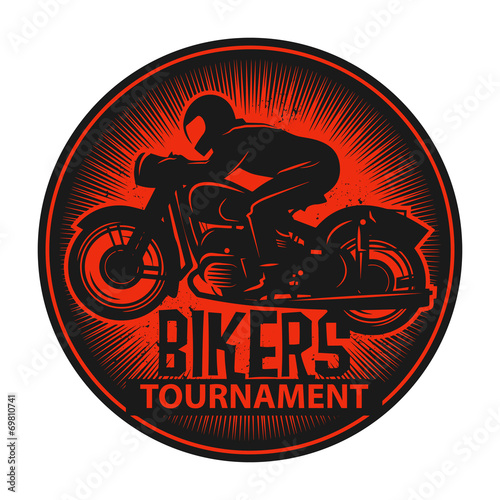 Stamp or label with the words Bikers Tournament inside