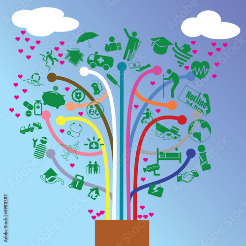 Icon insurance in the form of tree