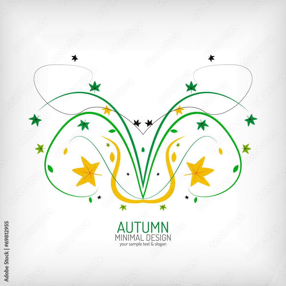 Seasonal autumn greeting card, minimal design