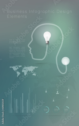 Creative light bulb with drawing business strategy plan concept