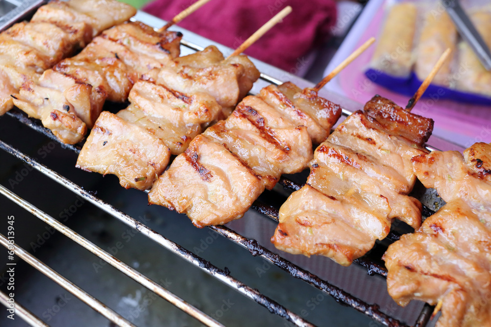 grilled pork on grill