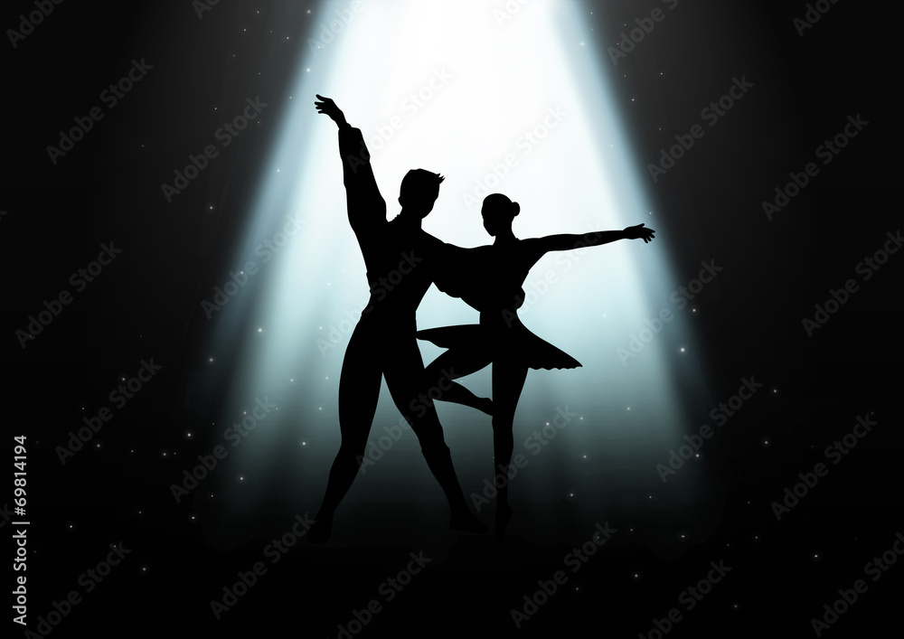 Silhouette Illustration of a couple ballet dancing