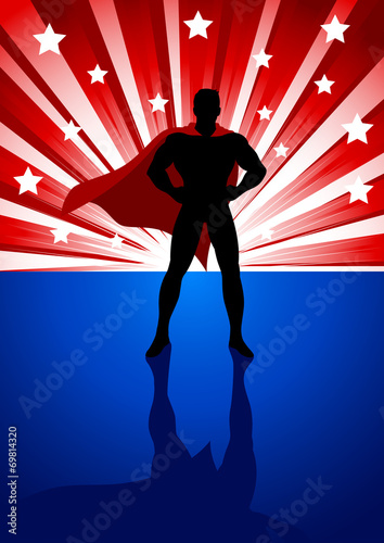 A superhero standing in front of light burst