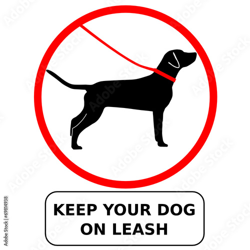 Gebotsschild Hund Leine mit Text Englisch