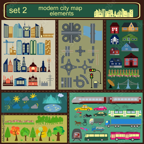 Modern city map elements for generating your own infographics, m