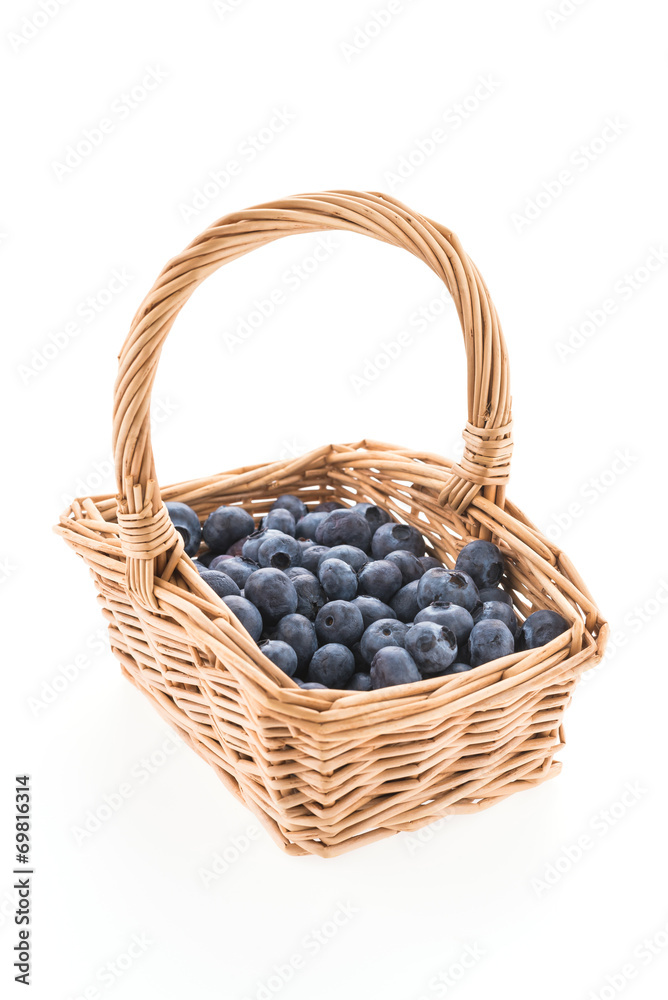 Blueberry basket isolated on white