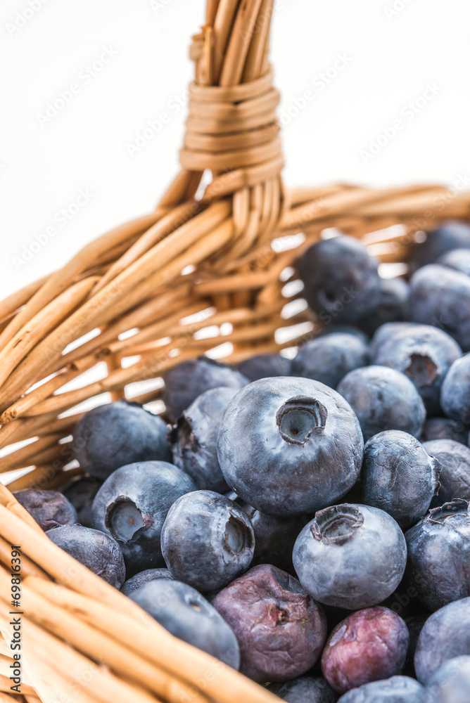 Blueberry basket isolated on white Blueberry basket isolated on white