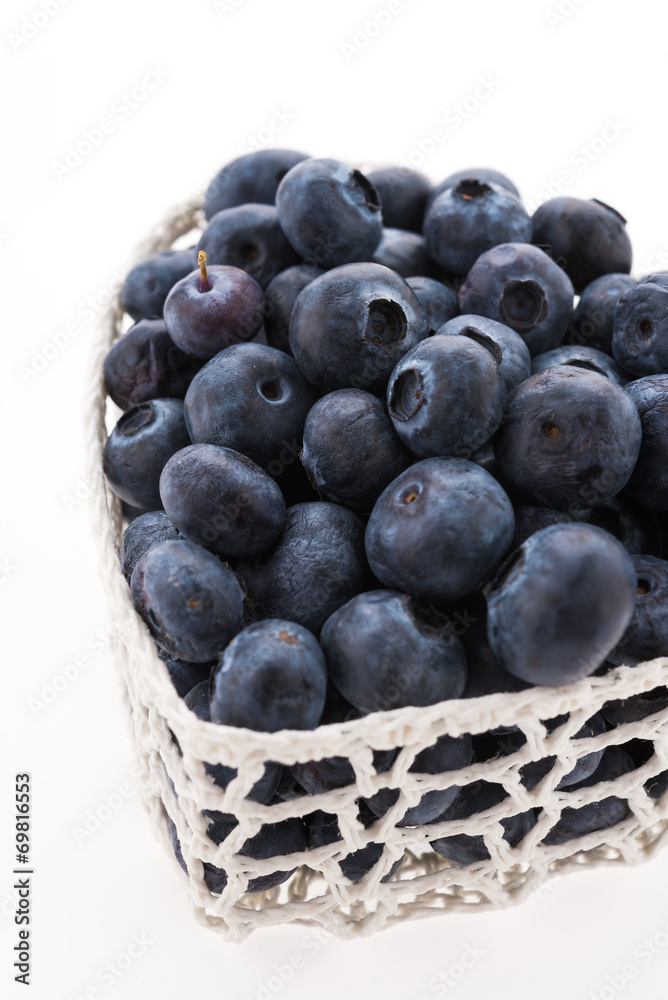 Blueberry basket isolated on white Blueberry basket isolated on white