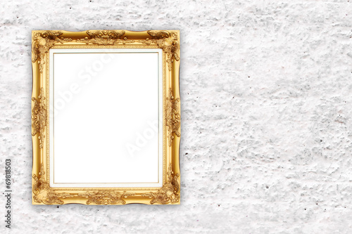 blank golden frame on whtie cement wall © geargodz
