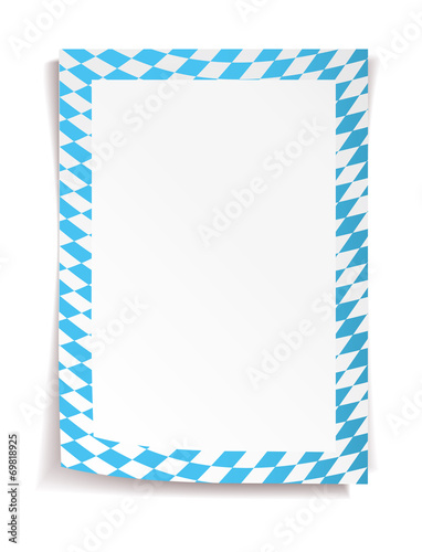 Paper board in bavarian colors on white background
