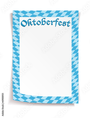 Oktoberfest board in bavarian colors on white background