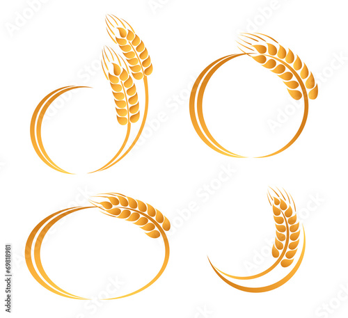 Set of abstract wheat ears icons
