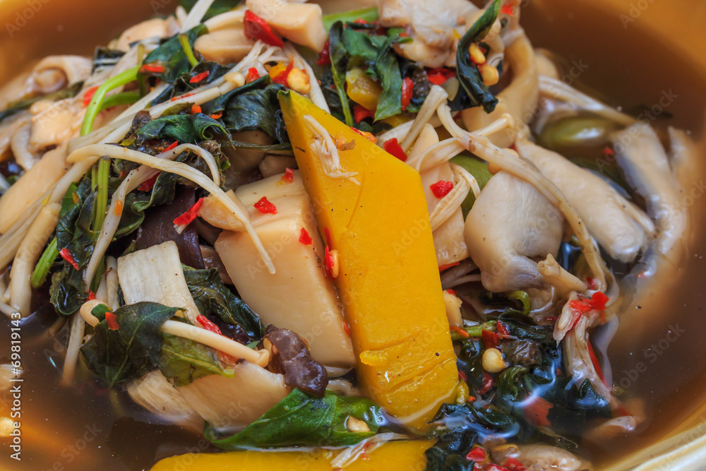 Traditional Thai Food, Spicy Mixed Vegetable.