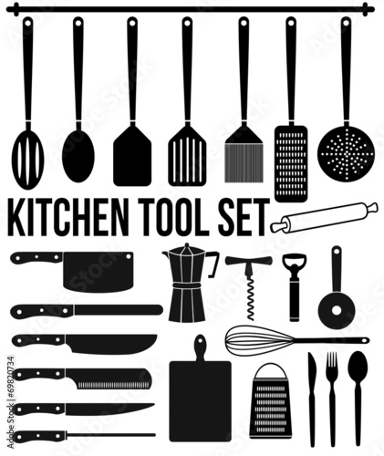 Kitchen tool icons set