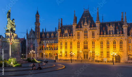 Bruges - Grote Markt and the Provinciaal Hof gothic building