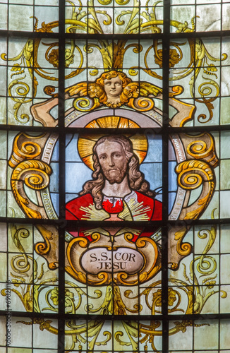 Brussels - Heart of Jesus in windowpane
