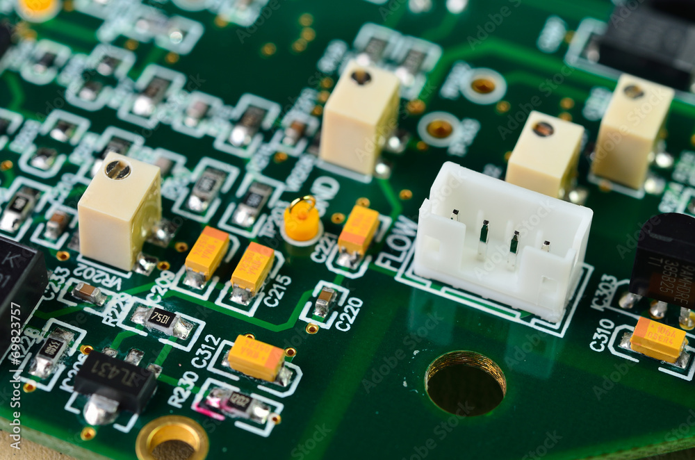 Detail of an electronic printed circuit board Detail of an electronic printed circuit board